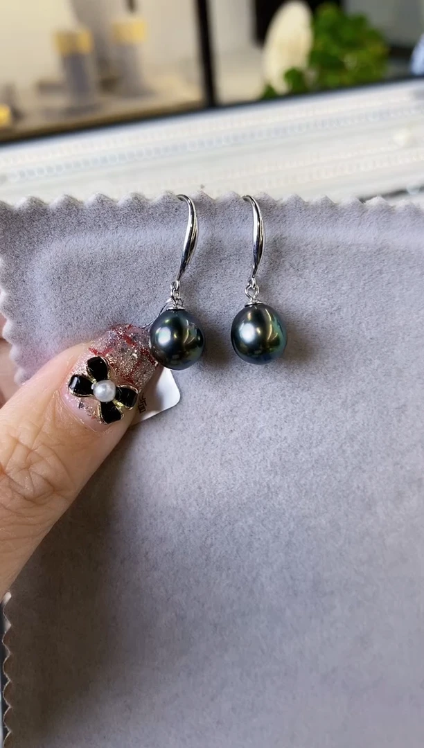 【闪购商品】海水珍珠耳饰银S925镶嵌8-9海水珍珠耳饰