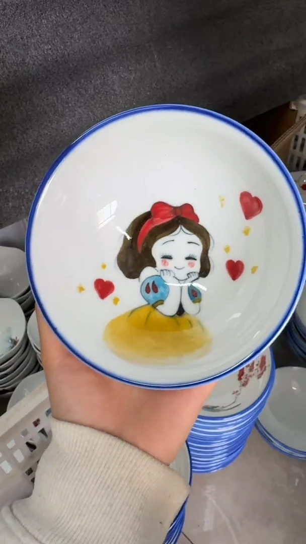 瓷片景德镇高温陶瓷食品级手绘釉中彩-壮壮碗