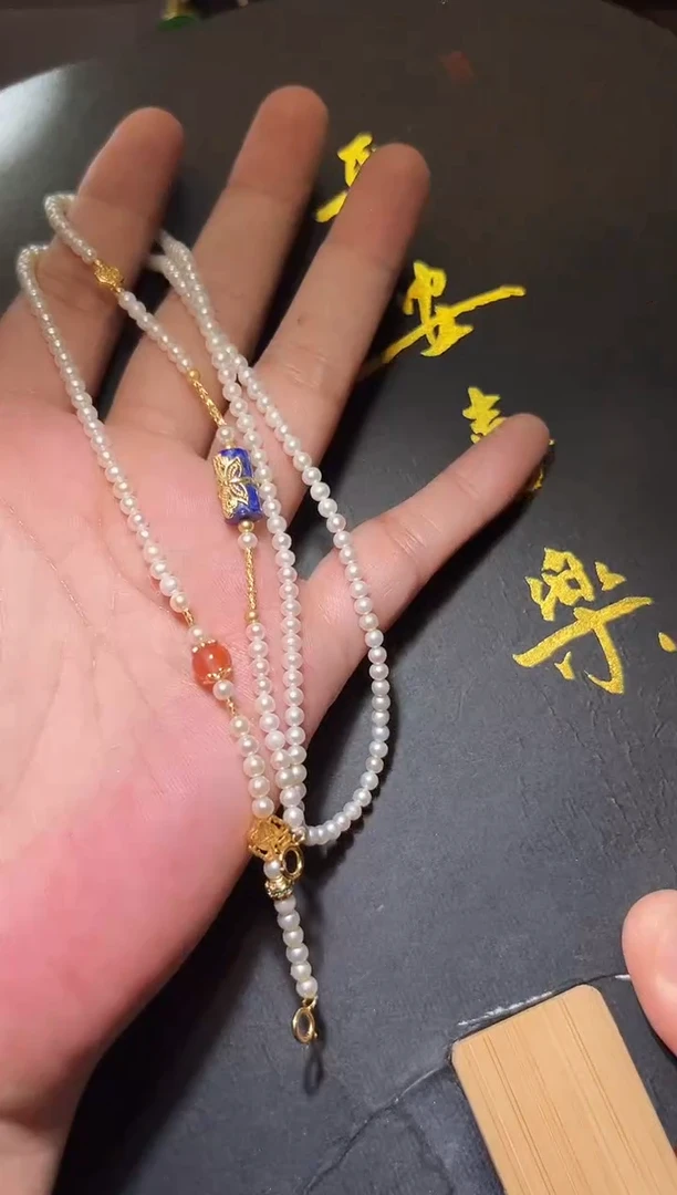 颈饰银S925镶嵌淡水珍珠珍珠万能链（4左右）