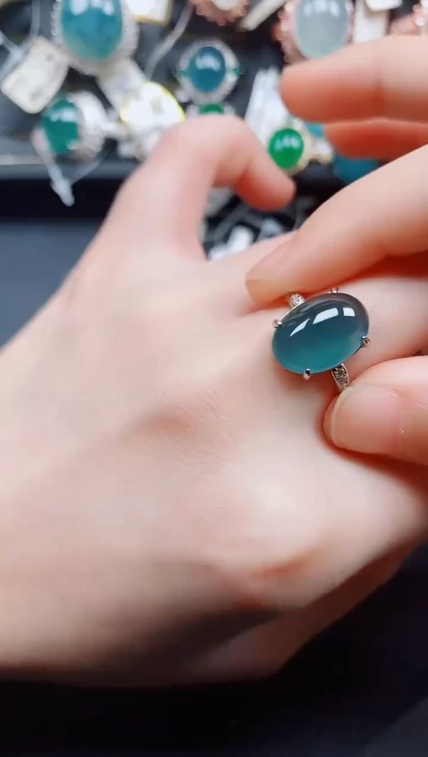 银S925镶嵌戒指翡翠翡翠