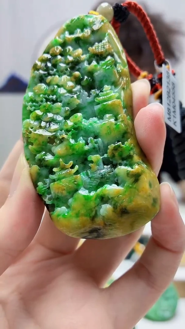 未镶嵌定制翡翠4688zm-毛货挂件73山水