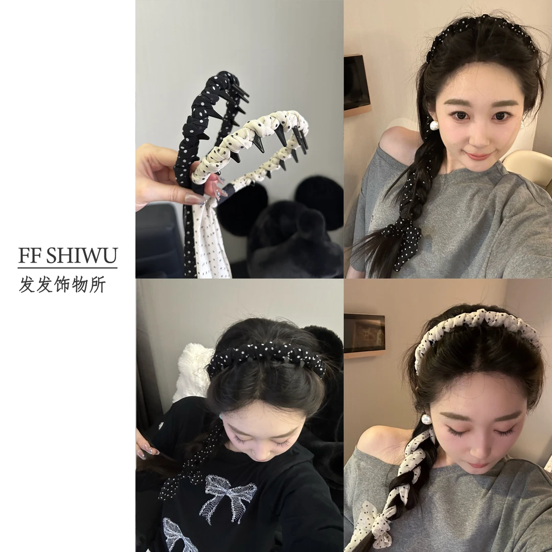 FF 高品质波点绑带波浪齿发箍高颅顶显脸小不勒头氛围感百搭发饰
