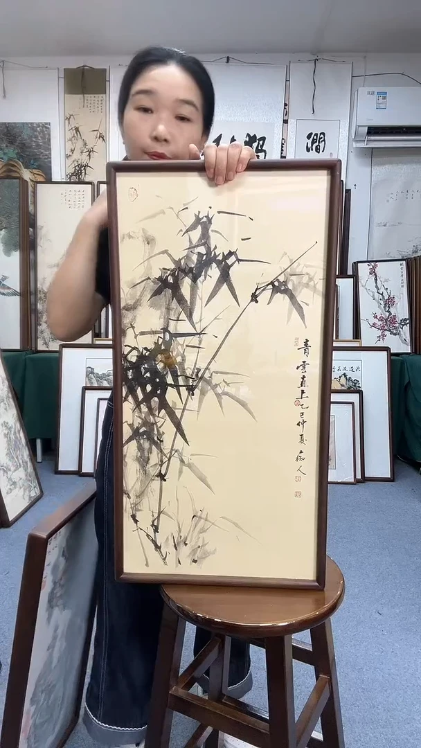 国画35*68实木画框京东包邮手绘