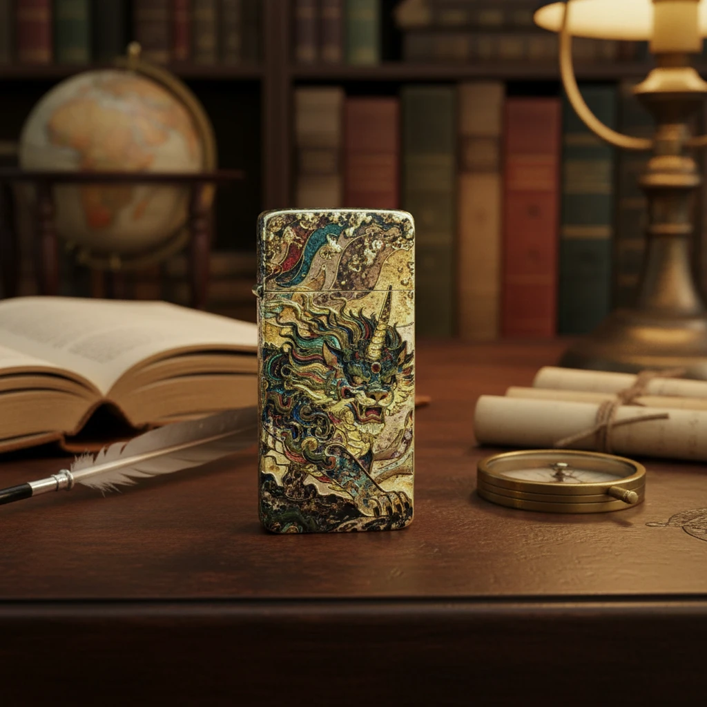 3D立体上古神兽谛听纳福麒麟献瑞砂轮打火机【全新机无煤-油】