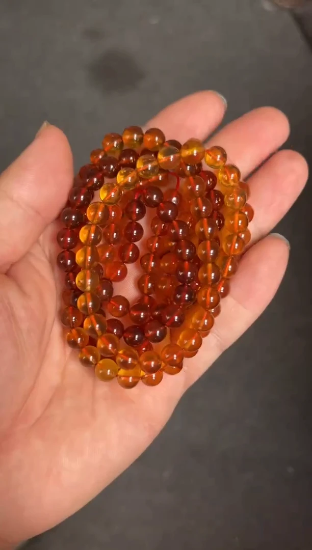 琥珀未镶嵌珠宝奇石/无优化/多样性发一件/彩虹/7mm108珠