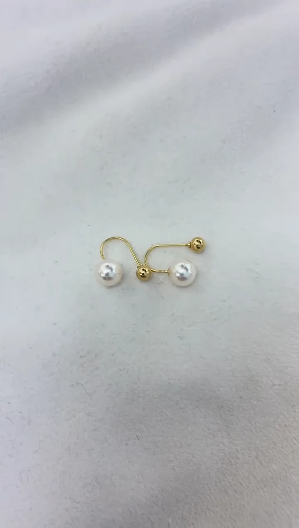 18K金镶嵌耳饰海水珍珠设计款耳环6.5-7（微瑕