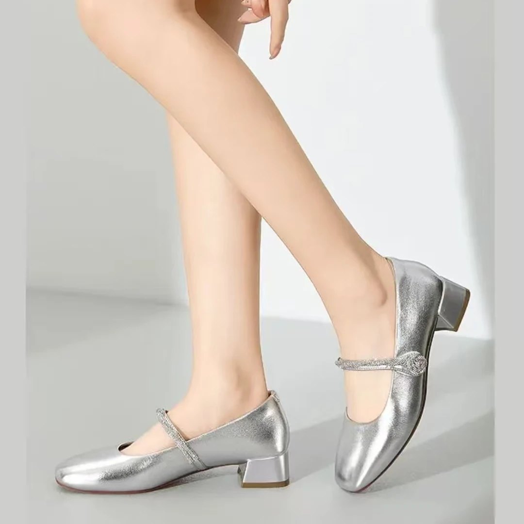 608-8 新款百搭气质方头粗跟浅口软底玛丽珍单鞋