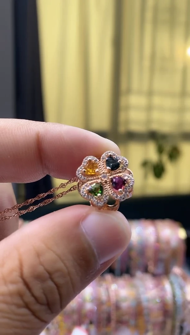 【闪购商品】碧玺吊坠银S925镶嵌354345354354