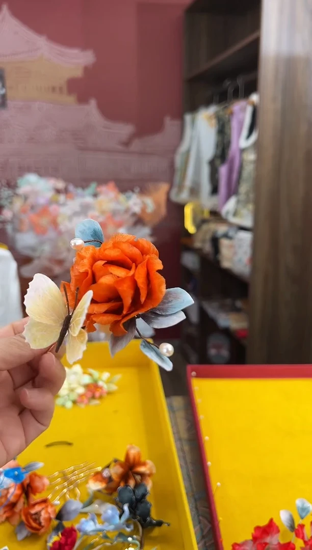 【闪购商品】刺绣非遗绒花（发饰）