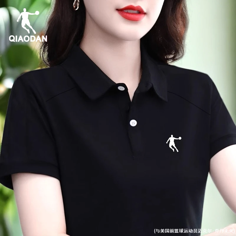 中国乔丹女装翻领Polo衫女款时尚短袖T恤大码高端翻领衫显瘦百搭