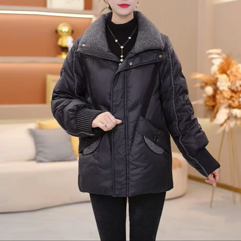 迷苏立领羽绒服女冬季2025新款宽松加厚保暖小个子白鸭绒休闲外套