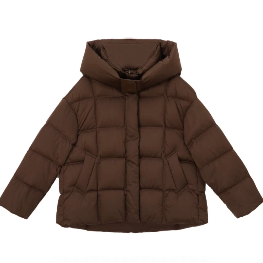 拉链连帽纯色加厚短款百搭女装简约女士鹅绒服（8031）