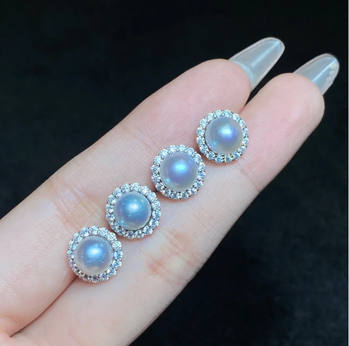 【小北好物】S925银海水珍珠耳钉约7mm+【多样性发一件】 QJ05X51