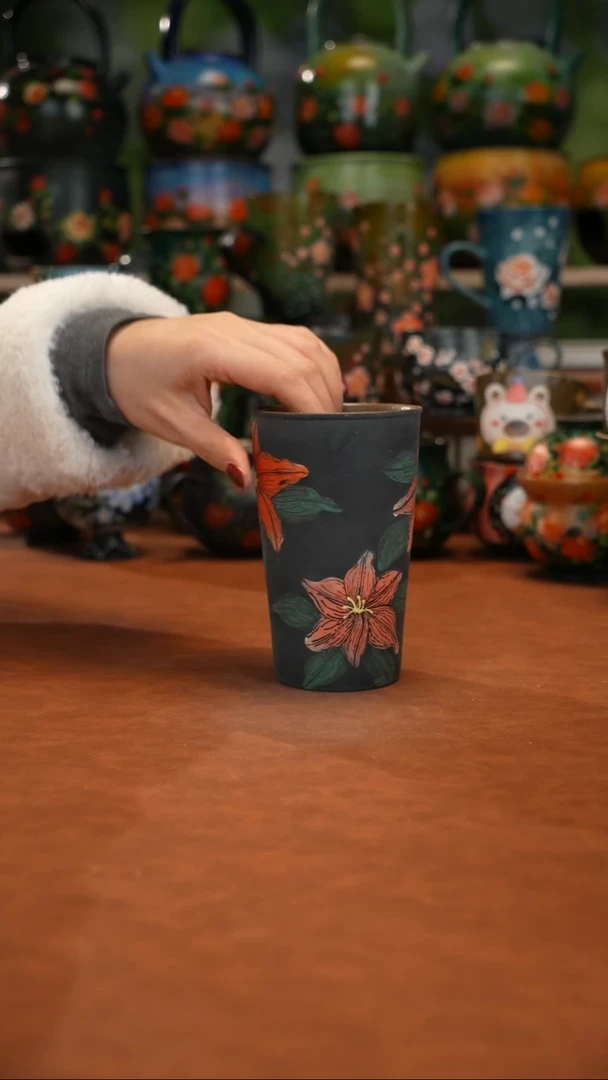 紫砂油画手绘釉下彩