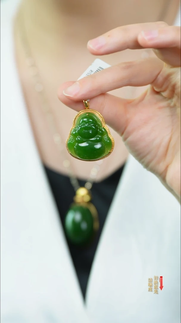 和田玉18K金镶嵌颈饰0529-070（大款）