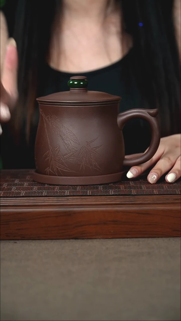 茶杯紫砂原矿紫泥三件套500cc