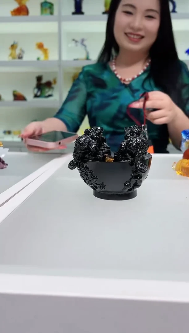 琉璃手工艺品古法琉璃四方金蟾