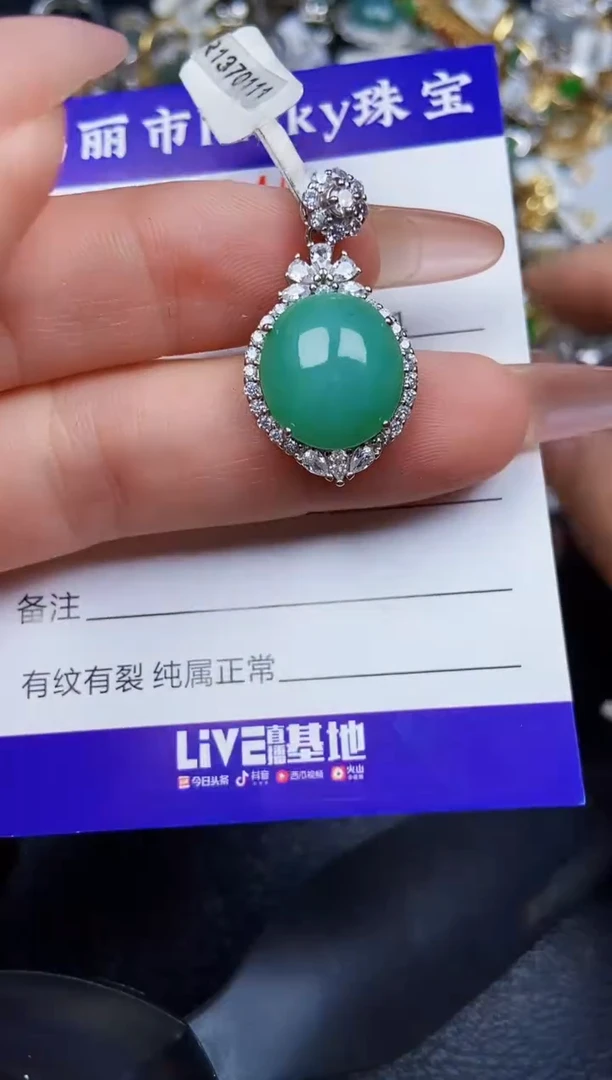 翡翠银S925镶嵌颈饰0640