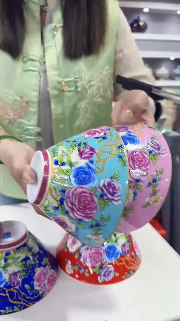 瓷片斗笠碗6英寸面碗混色2个景德镇陶瓷