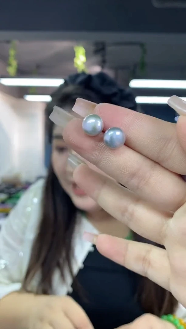 银S925镶嵌海水珍珠耳饰多样性发其一颜色微差