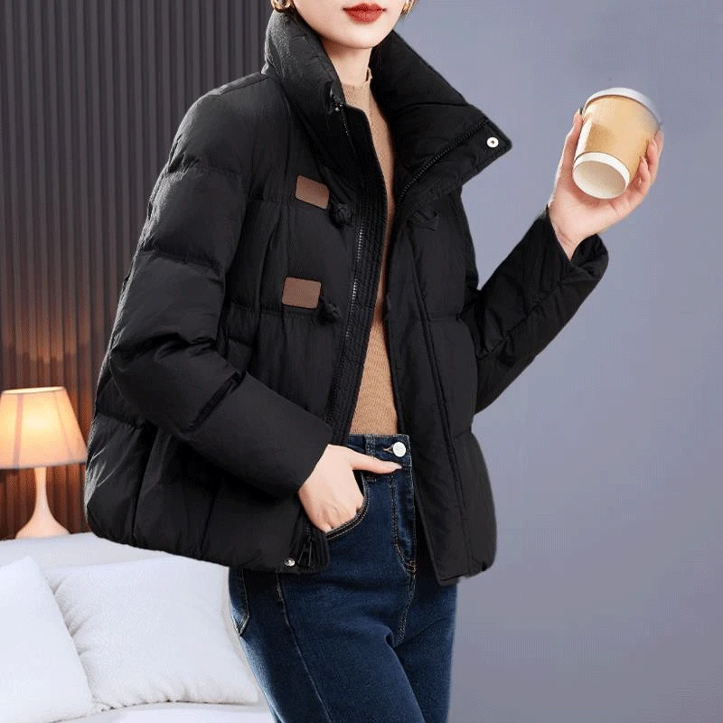 安可拉红短款羽绒棉服冬季小个子时尚2025新款女士立领保暖外套