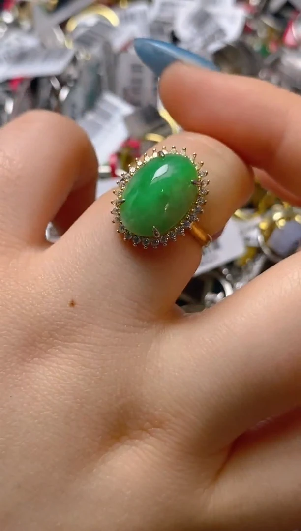 银S925镶嵌戒指翡翠百内无证书