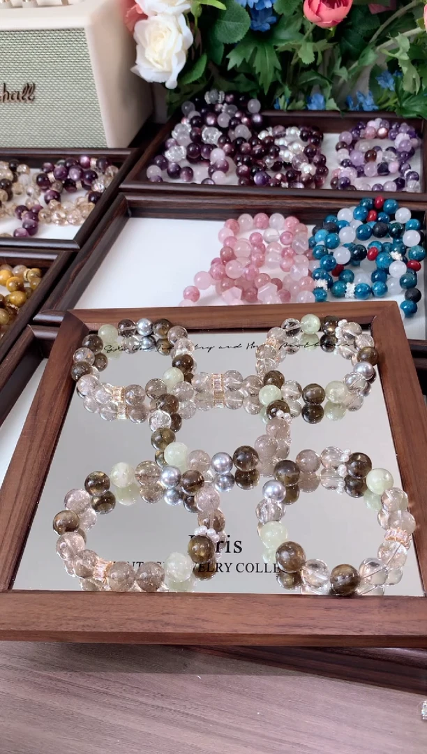 未镶嵌手链水晶金棕祖母绿祖母白茶锆石 D-J041-3