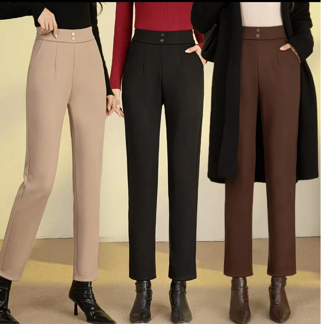 夏款高弹时尚出行烟管裤休闲弹力直筒法棍裤高腰舒适显瘦九分裤