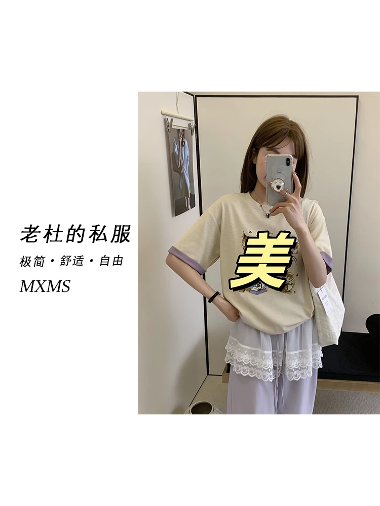 （麦欢尼）25XS5030-“诠释趣味态度”猫企鹅刺绣短袖T恤