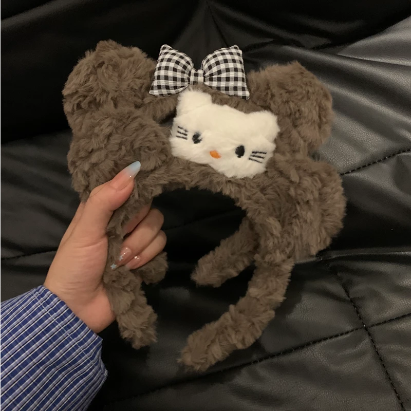 少女头箍可爱毛绒猫咪发箍女秋冬新款洗脸化妆头箍卡通发饰