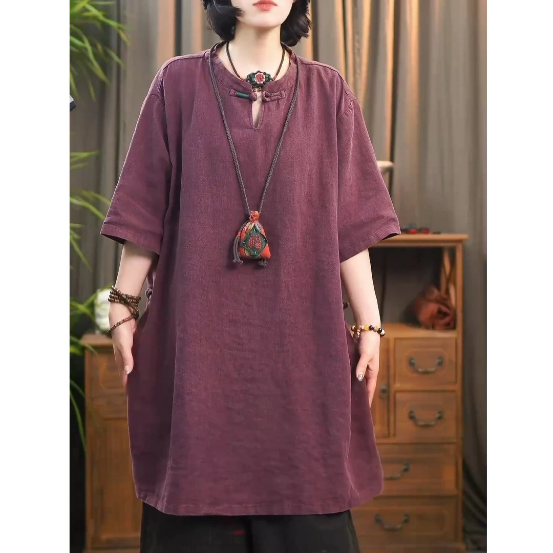 【现货+运费险】高档文艺优雅复古套头衬衫上衣宽松阔版新中式Y97