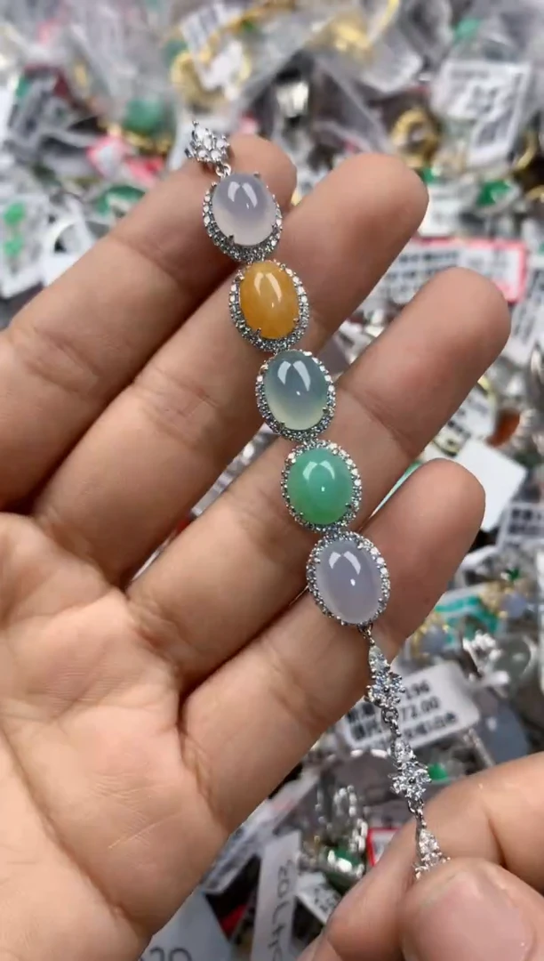 银S925镶嵌戒指翡翠666----3