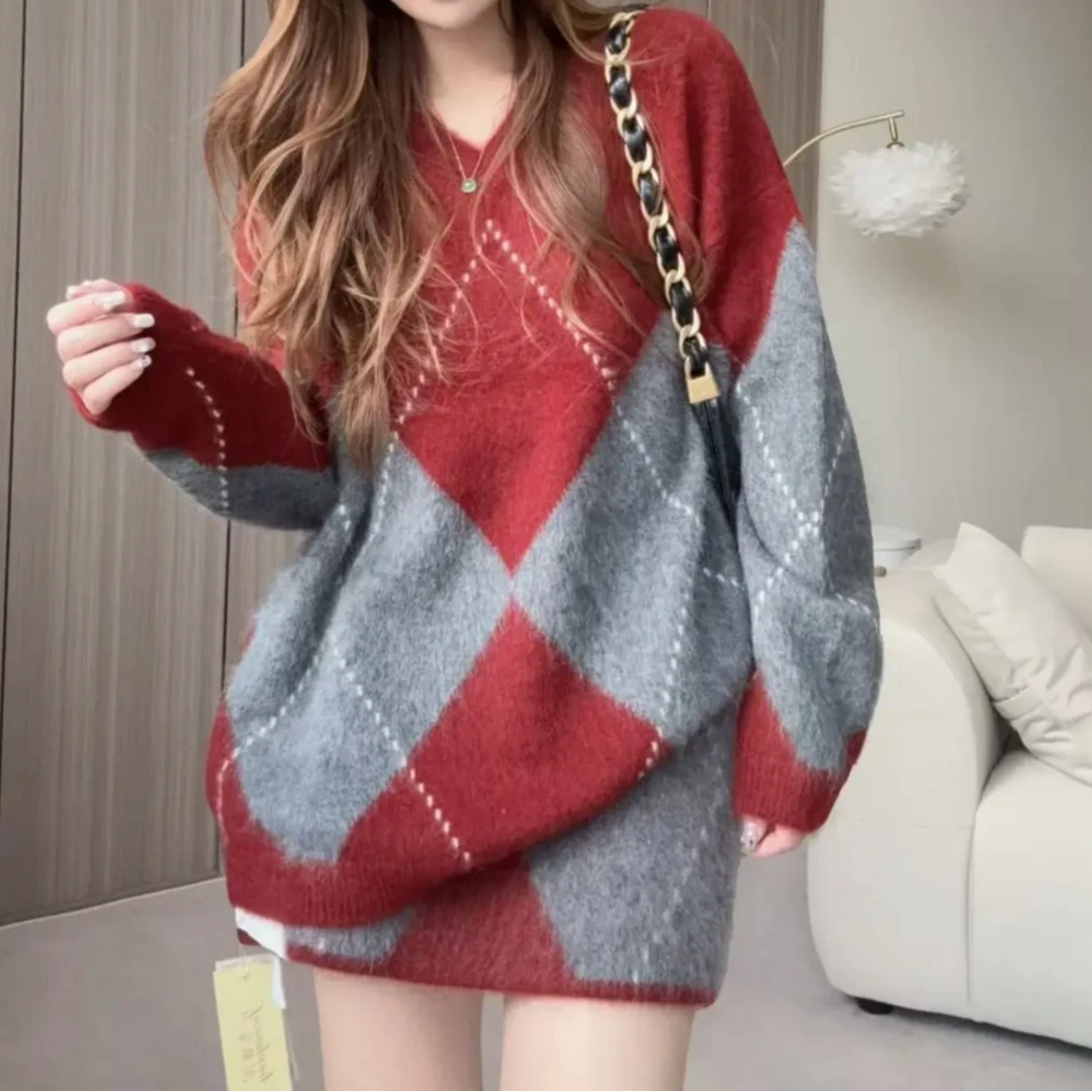 【100%山羊绒拉绒】241682秋冬拉绒气质V领上衣