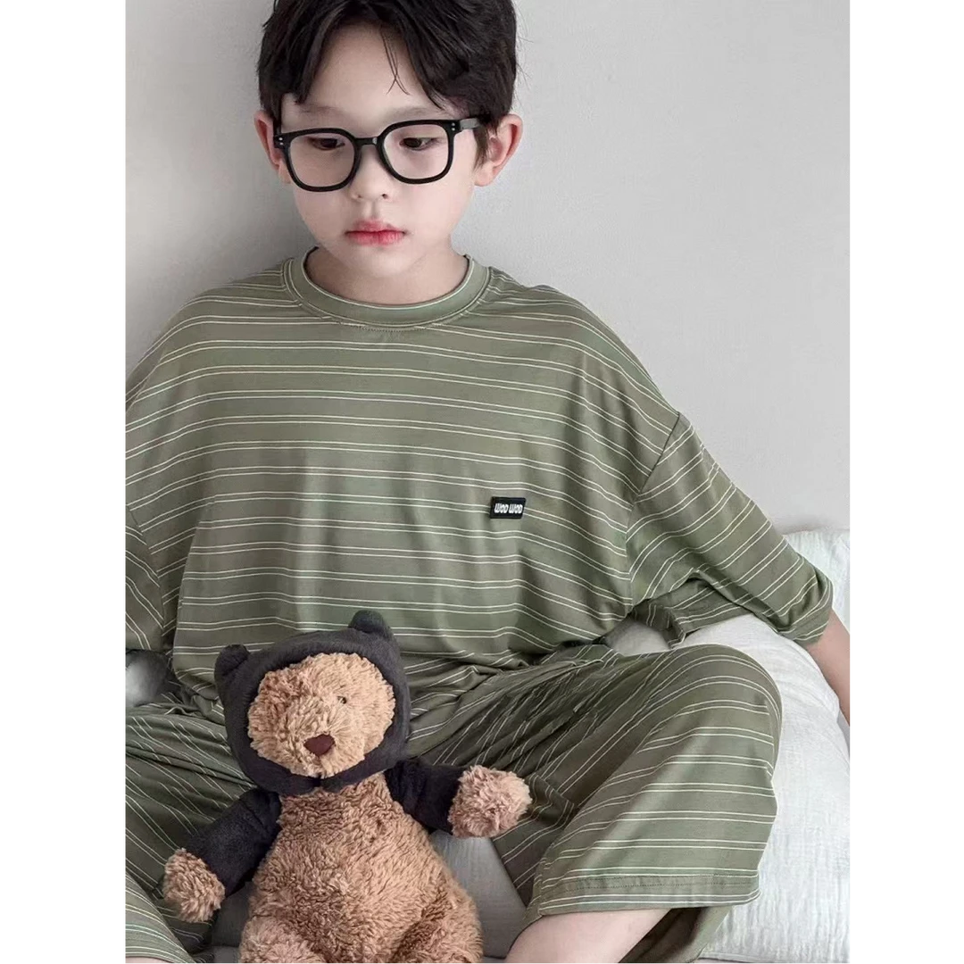 【豪宝贝】2025夏款新品条纹家居服套装5036