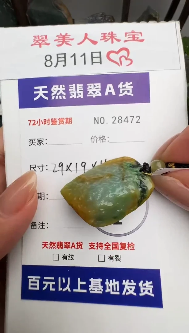 翡翠未镶嵌颈饰原石28472