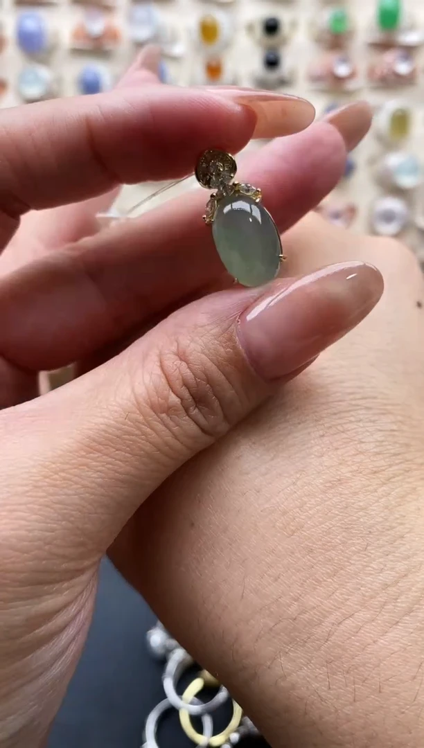 银S925镶嵌戒指翡翠缅甸天然A货翡翠11   4-6