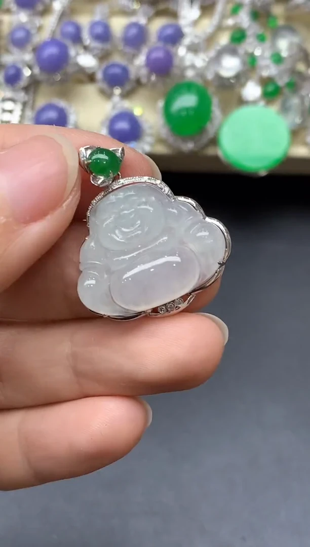 颈饰18K金镶嵌翡翠336-中国好珍宝