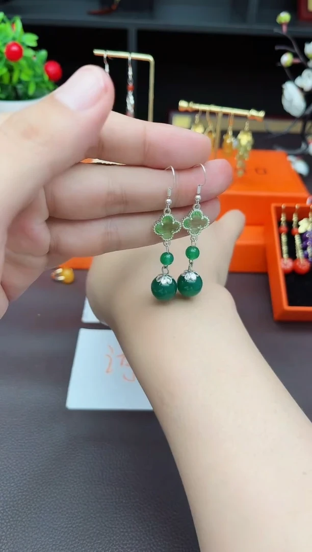 玛瑙/玉髓耳饰银S925镶嵌705000