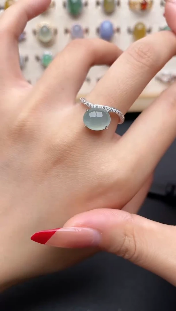 【闪购商品】翡翠戒指银S925镶嵌一物一证一礼盒