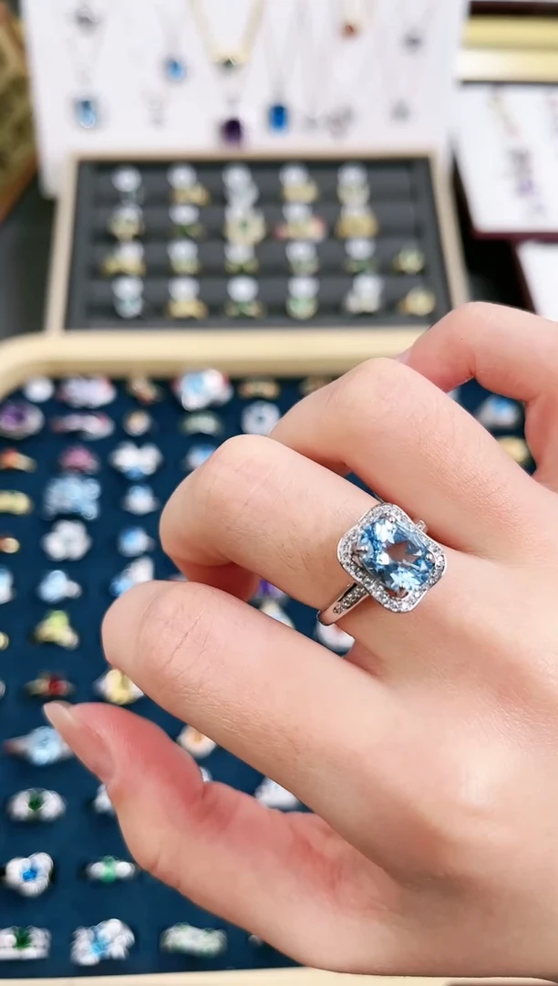 【闪购商品】托帕石戒指银S925镶嵌a005