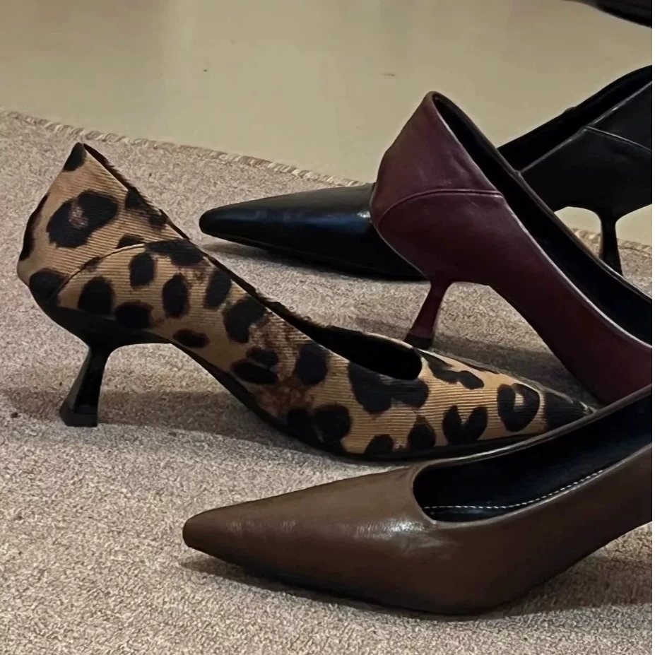 防滑尖头冬季法式薄款细跟高跟鞋百搭气质春季单鞋