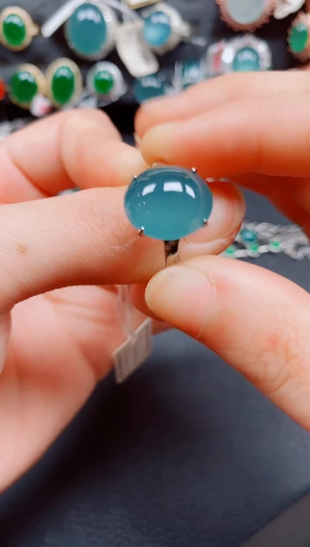 银S925镶嵌戒指翡翠翡翠