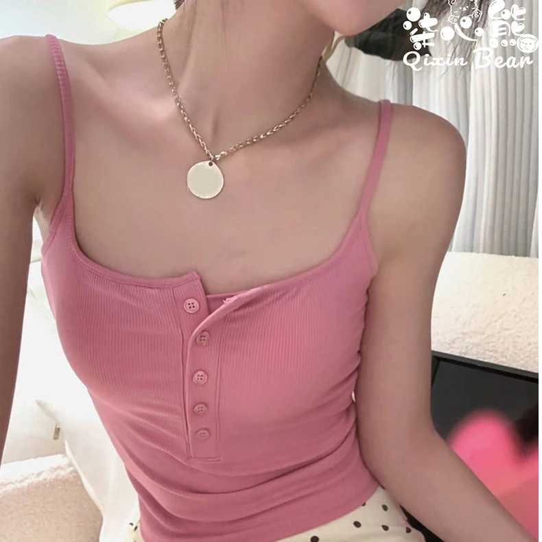 时尚纯欲风宽松型紧身性感吊带美背内衣文胸一体修身内搭背心百搭