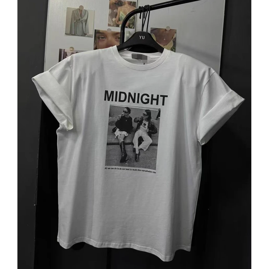 美式重磅棉T恤字母人物印花夏季新款百搭宽松半袖上衣