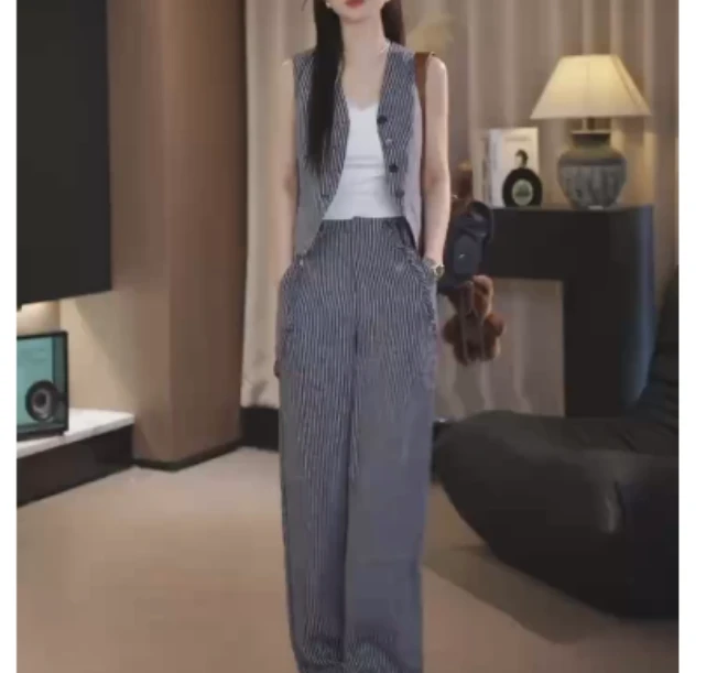 2025春季新款网红同款洋气气质韩版潮流女装打底衫马甲裤子Mj