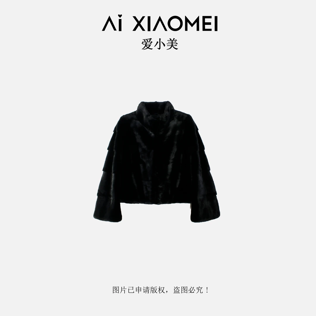 进口天鹅绒新品100%水貂抽刀皮草外套WT-1041