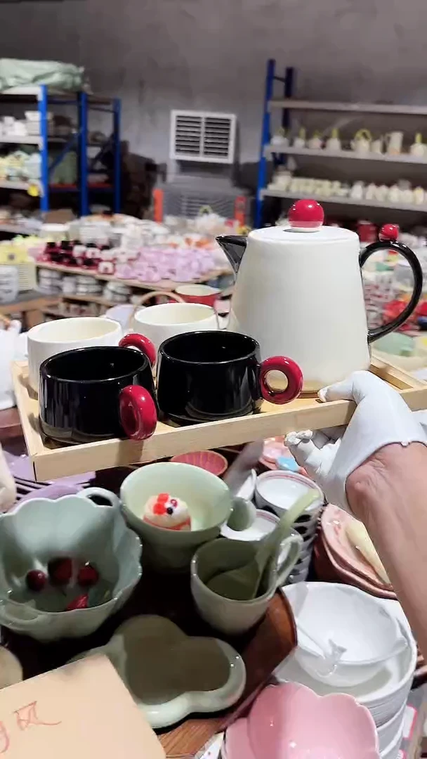 瓷片茶壶5件套不带木托盘微瑕 凑满20元包邮