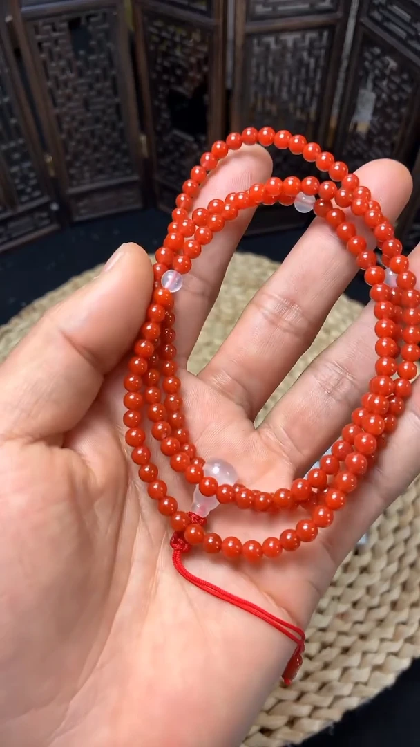 未镶嵌多圈南红玛瑙官坡锦红多圈5+mm