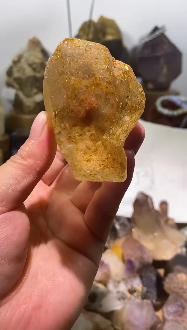 水晶珠宝半成品未镶嵌25号196g马岛全净体万花筒+庄周蝴蝶意境