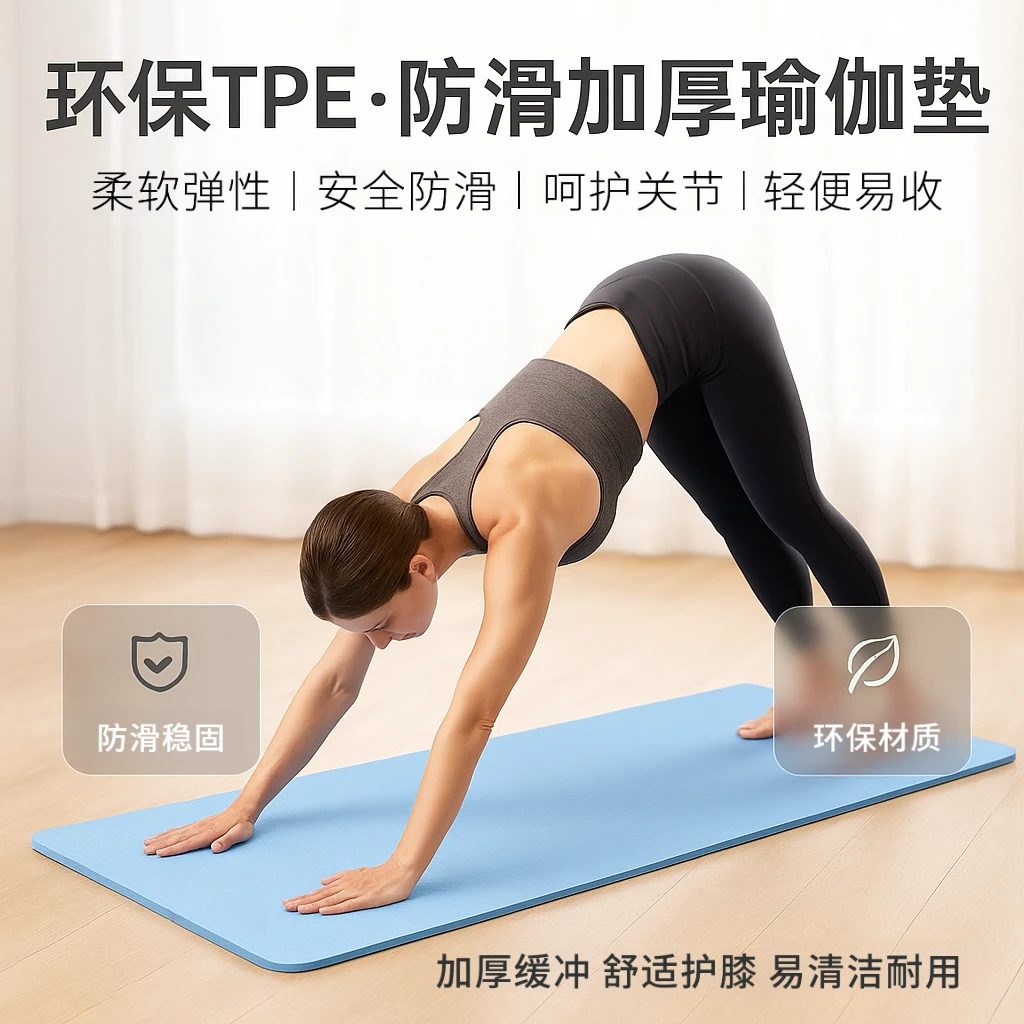 瑜伽垫女男士健身垫家用防滑隔音减震加大TPE瑜伽垫家用防滑